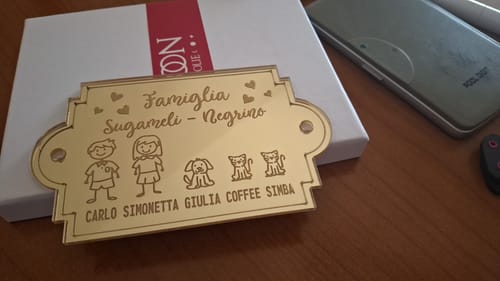 Customer photo review of Fuoriporta Personalizzato con Nomi della Famiglia in Plexiglass