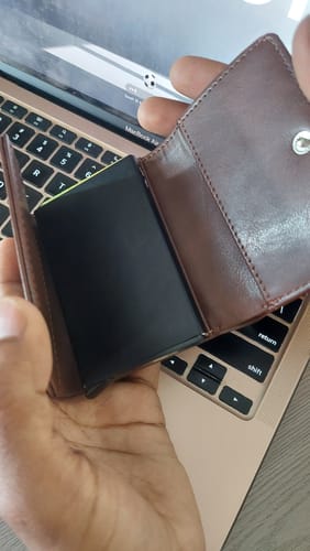Customer photo review of Maverick RFID Protected Wallet Cardholder - Brown