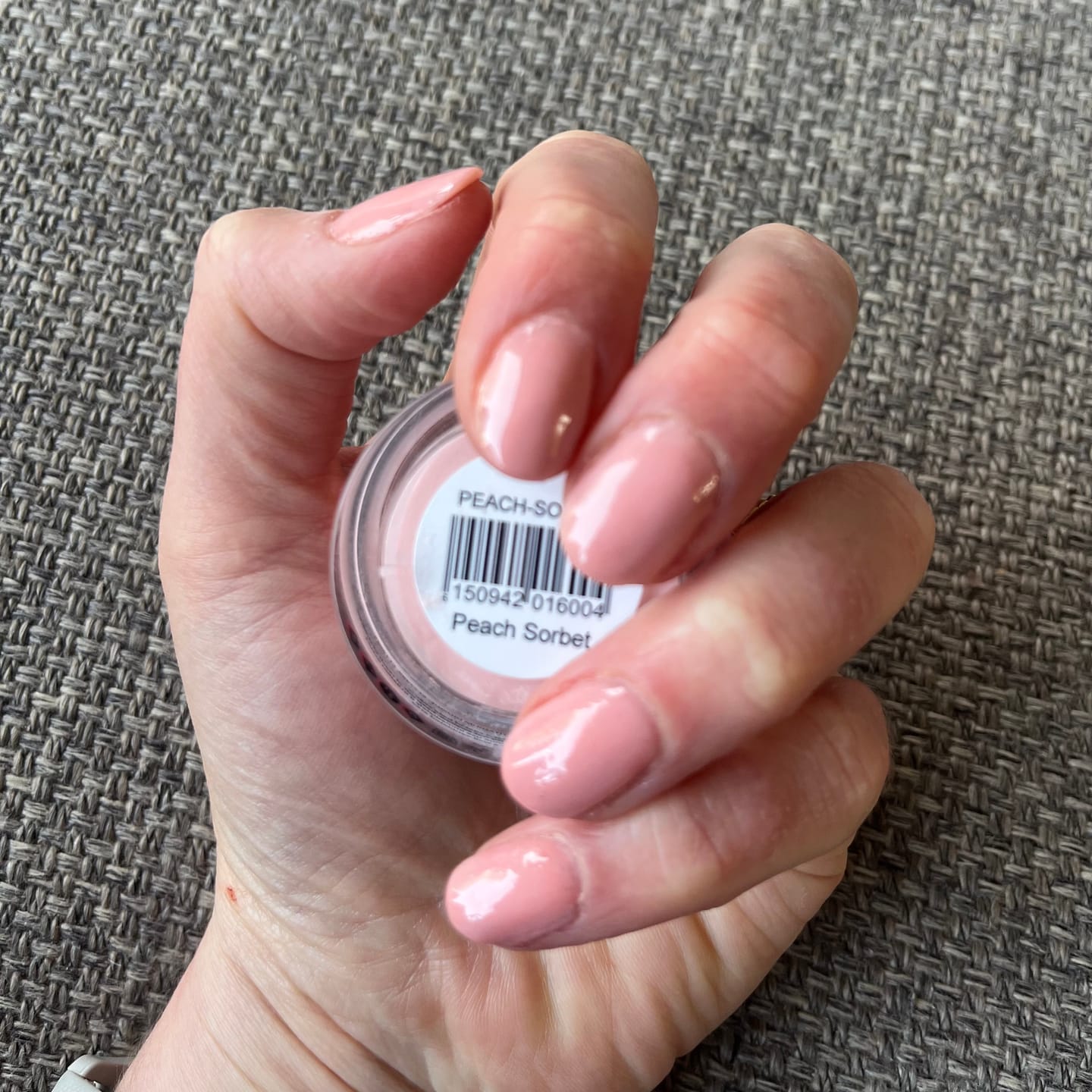 Customer photo review of Peach Sorbet Dipping Powder