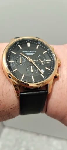 Customer photo review of Leather Strap Multifunctional Watch Chronograph Calendar Water Resistant 3 Bar — Black | KIMLUD