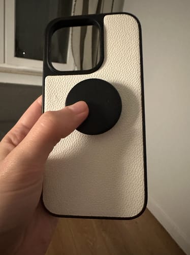 Customer photo review of Candy Color Lychee Grain Leather White iPhone Case