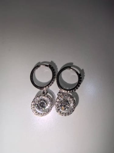 Customer photo review of Dancing Moissanite Diamond Dangle Earring