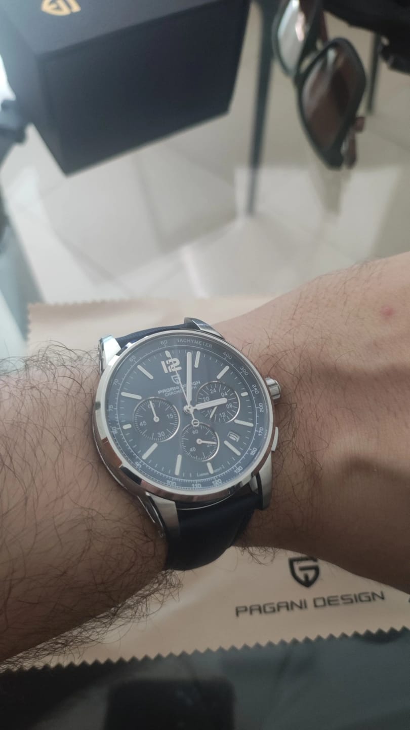Customer photo review of Stainless Steel Watch VK63 100M Water Resistant Sapphire Glass — Black | KIMLUD