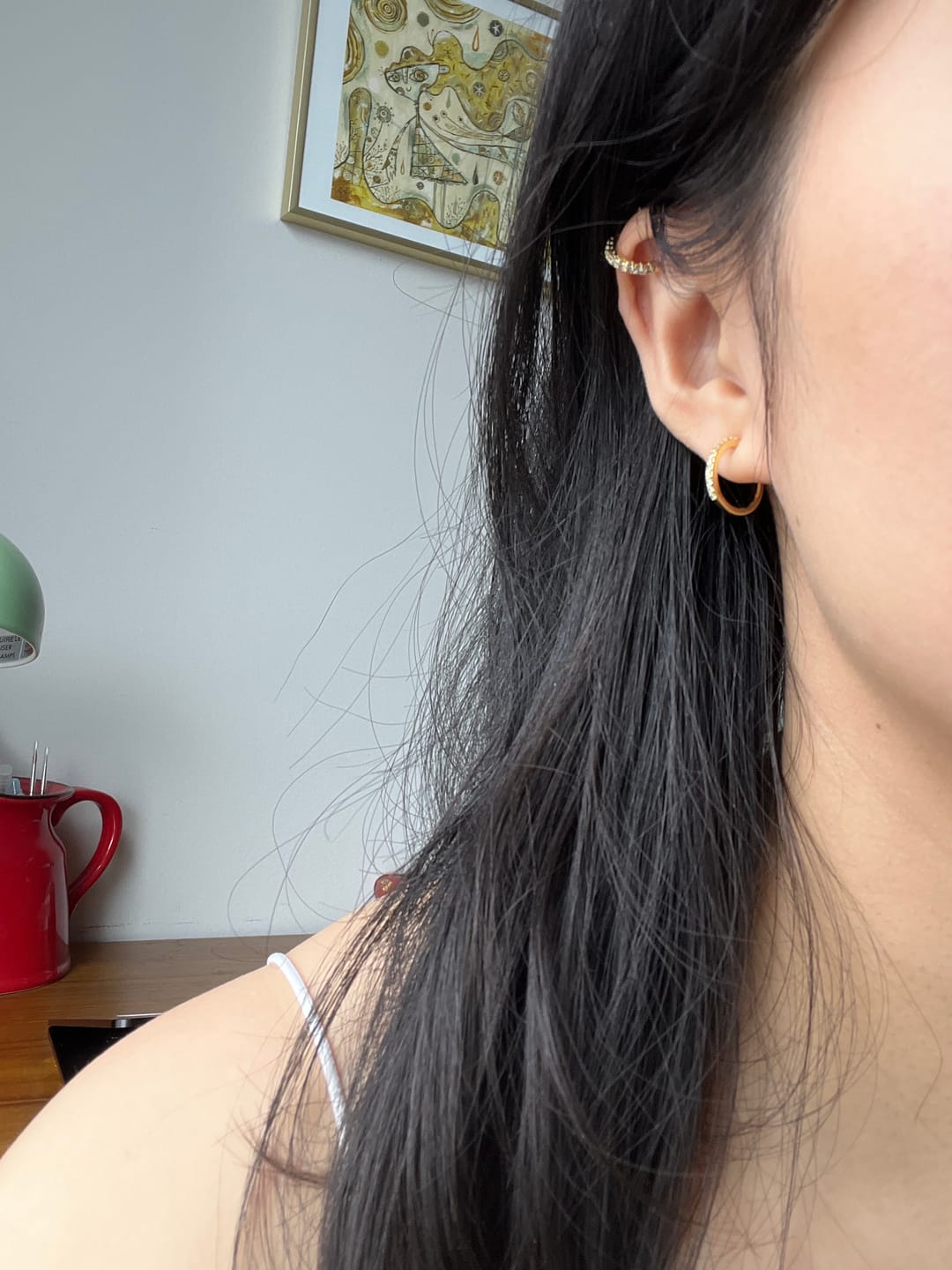 Customer photo review of Medium Pavé Hoop Clip On Earrings in Gold