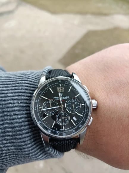 Customer photo review of Stainless Steel Watch VK63 100M Water Resistant Sapphire Glass — Black | KIMLUD