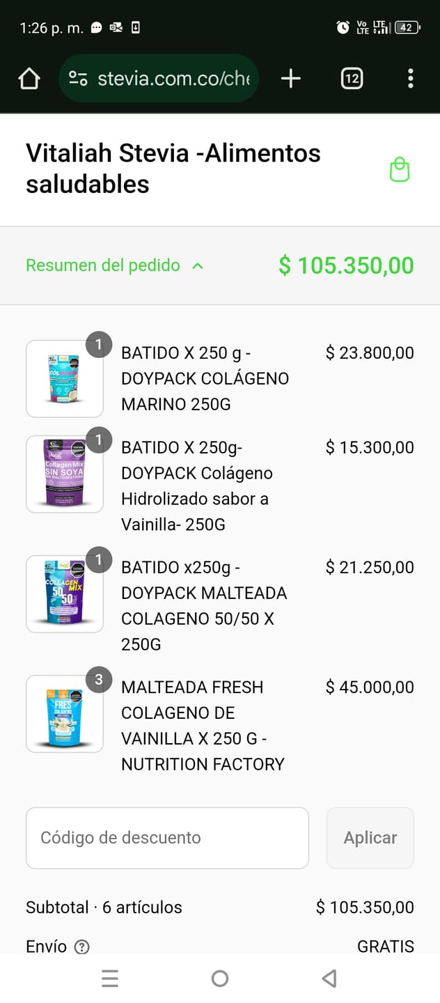 Customer photo review of MALTEADA FRESH COLAGENO DE VAINILLA X 250 G - NUTRITION FACTORY