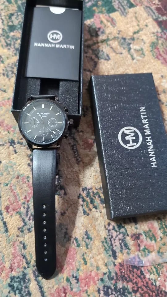 Customer photo review of Leather Strap Multifunctional Watch Chronograph Calendar Water Resistant 3 Bar — Black | KIMLUD