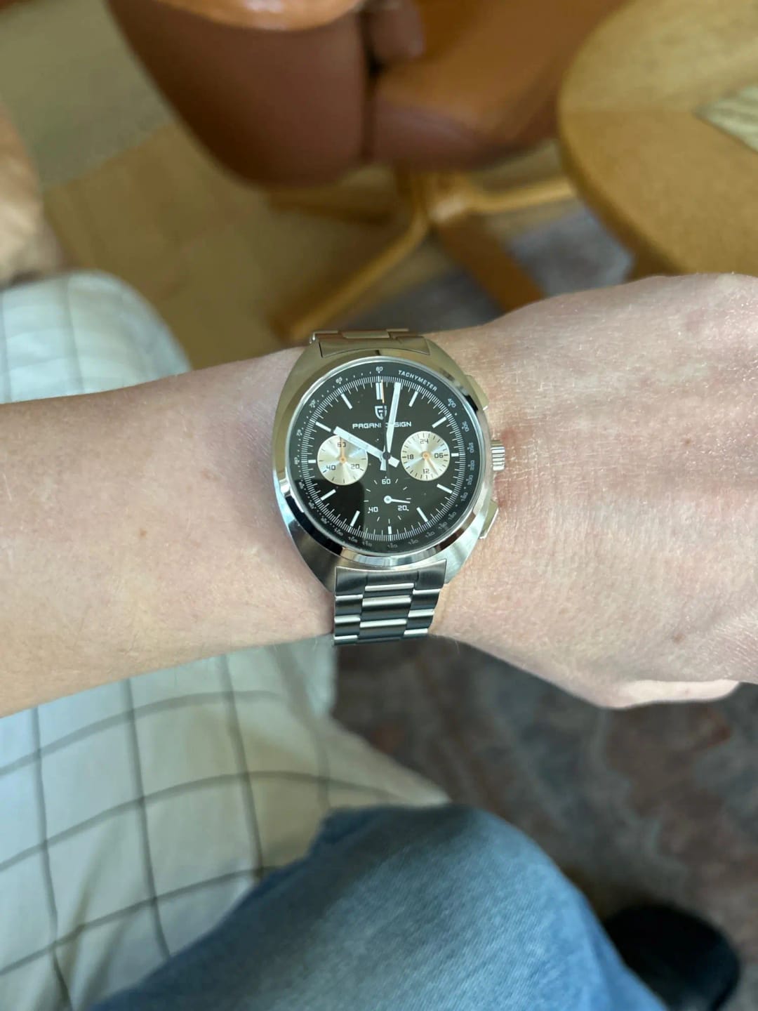 Customer photo review of Stainless Steel Wristwatch Turtle Back Chronograph With Luminous Hands And Sapphire Crystal — Silver | KIMLUD