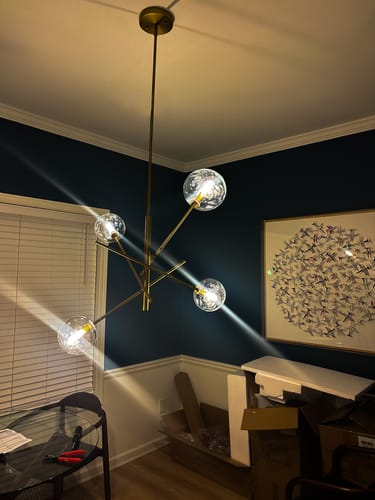 Customer photo review of Modern 4-Light Clear Glass Globe Sputnik Mobile Chandelier