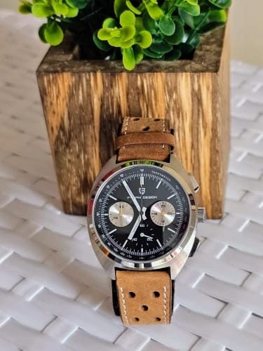 Customer photo review of Stainless Steel Wristwatch Turtle Back Chronograph With Luminous Hands And Sapphire Crystal — Silver | KIMLUD