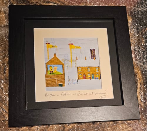 Customer photo review of Are You A Catholic Or Protestant Snowman? Print | Foss