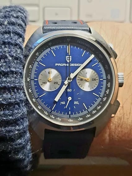 Customer photo review of Stainless Steel Wristwatch Turtle Back Chronograph With Luminous Hands And Sapphire Crystal — Silver | KIMLUD