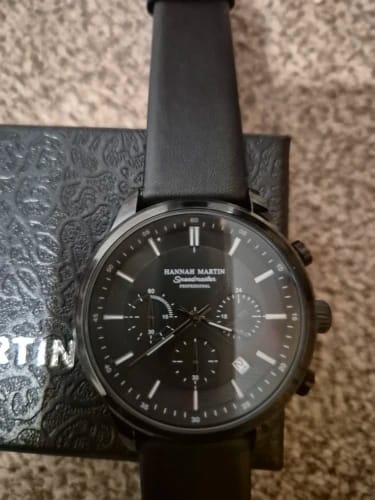 Customer photo review of Leather Strap Multifunctional Watch Chronograph Calendar Water Resistant 3 Bar — Black | KIMLUD