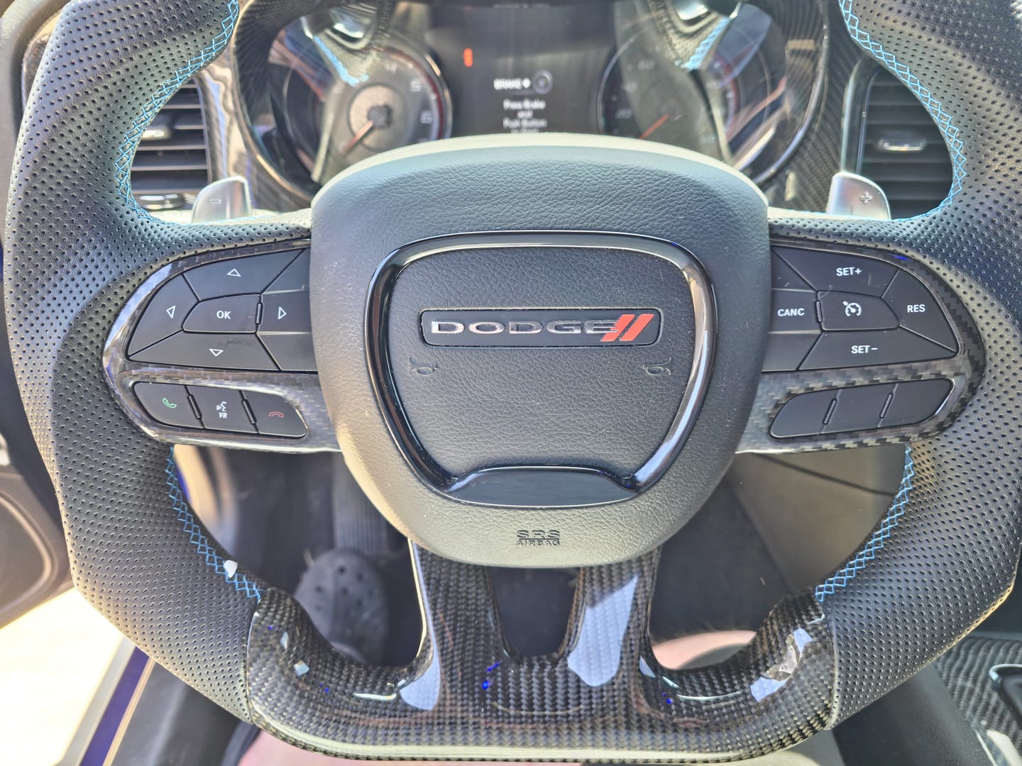 Customer photo review of Real Carbon Fiber Steering Wheel Button Trim Covers | 2015-2023 Dodge Charger Challenger Durango