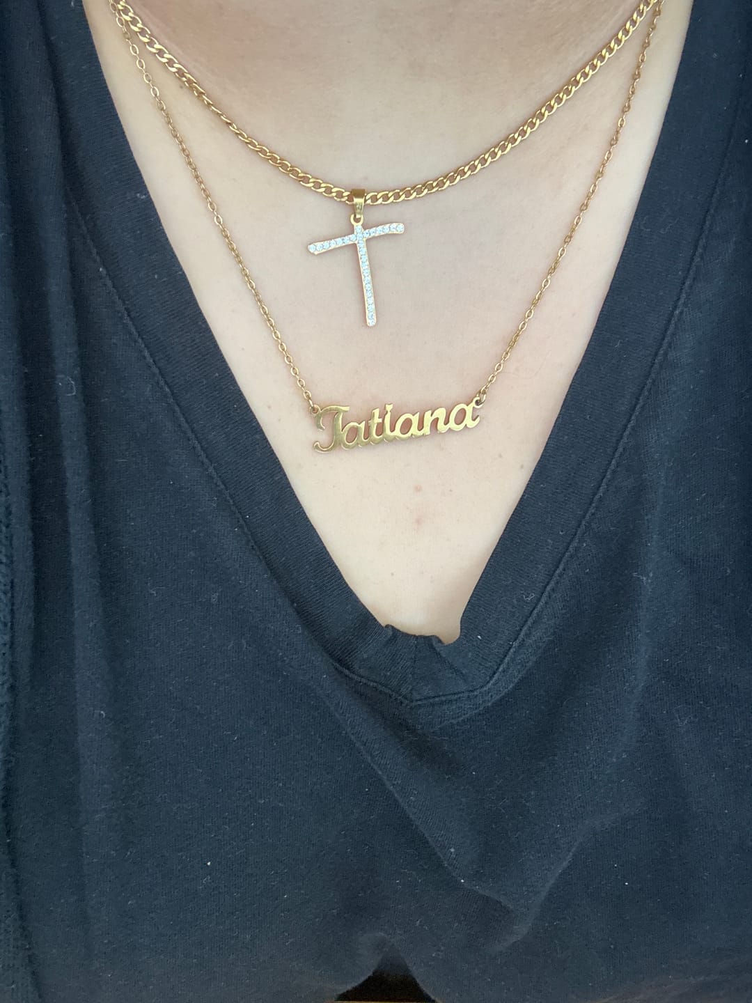 Customer photo review of Iced Letter Necklace