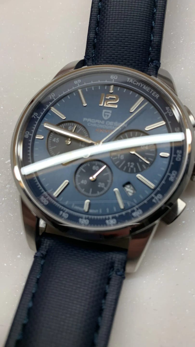 Customer photo review of Stainless Steel Watch VK63 100M Water Resistant Sapphire Glass — Black | KIMLUD
