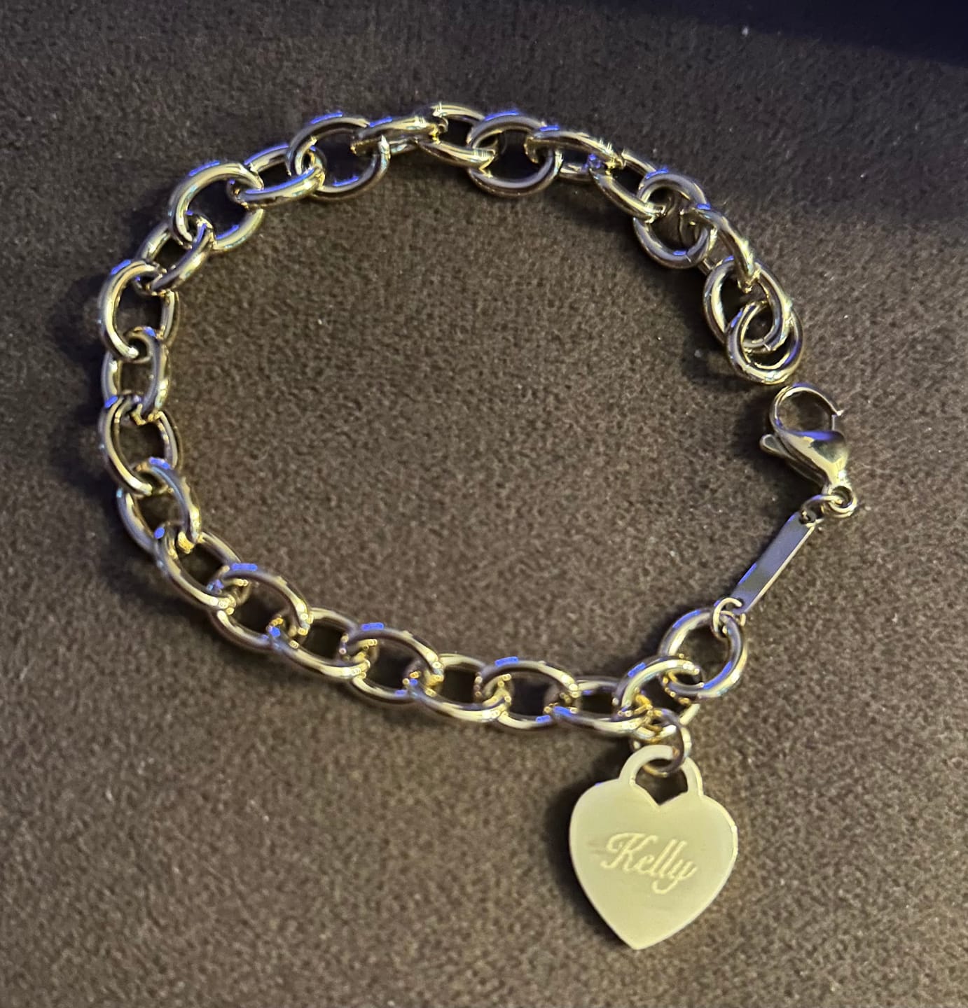 Customer photo review of Classic Chunky Engravable Heart Bracelet