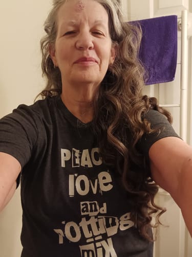 Customer photo review of Peace Love Potting Mix T-Shirt