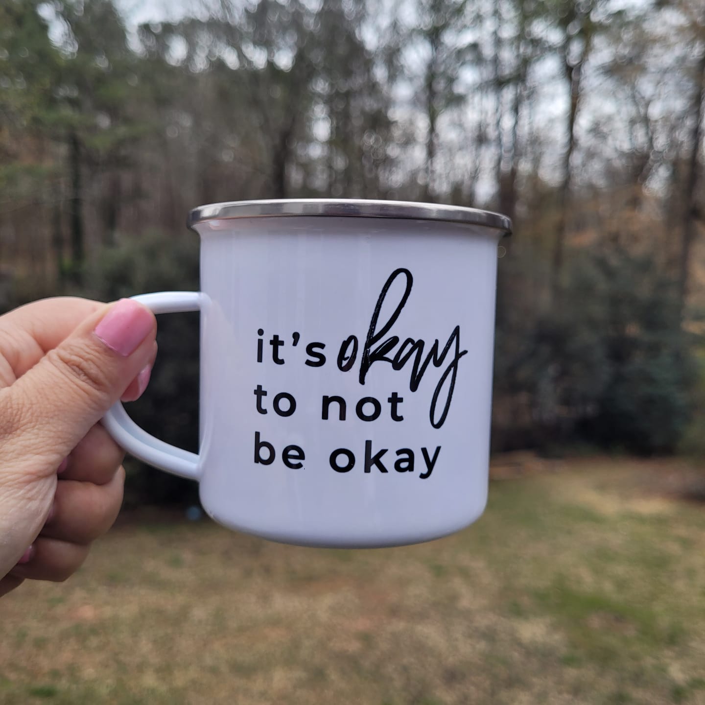 Customer photo review of It's okay to not be okay Campfire Mug