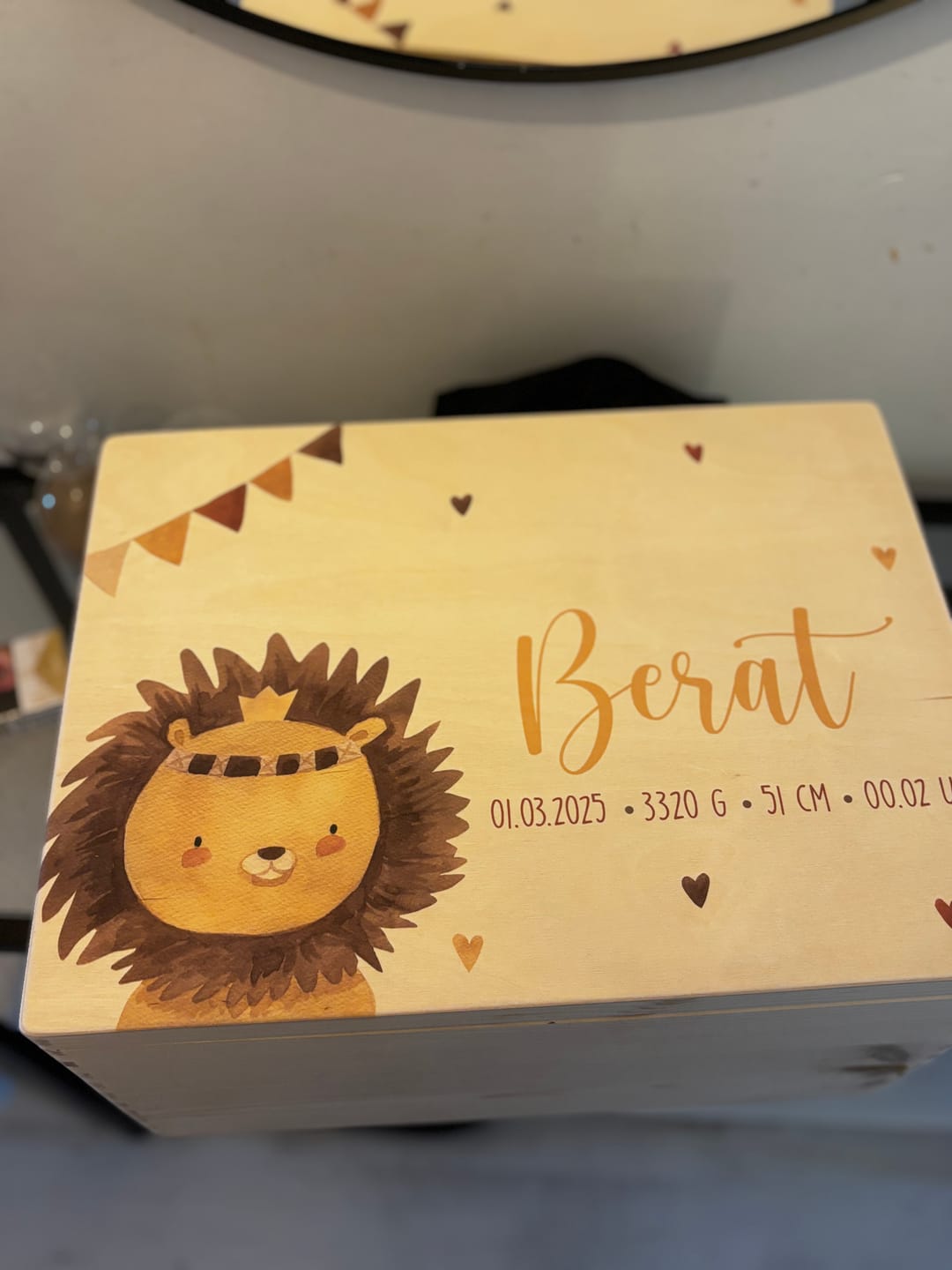 Customer photo review of Erinnerungsbox Baby - Löwe Boho
