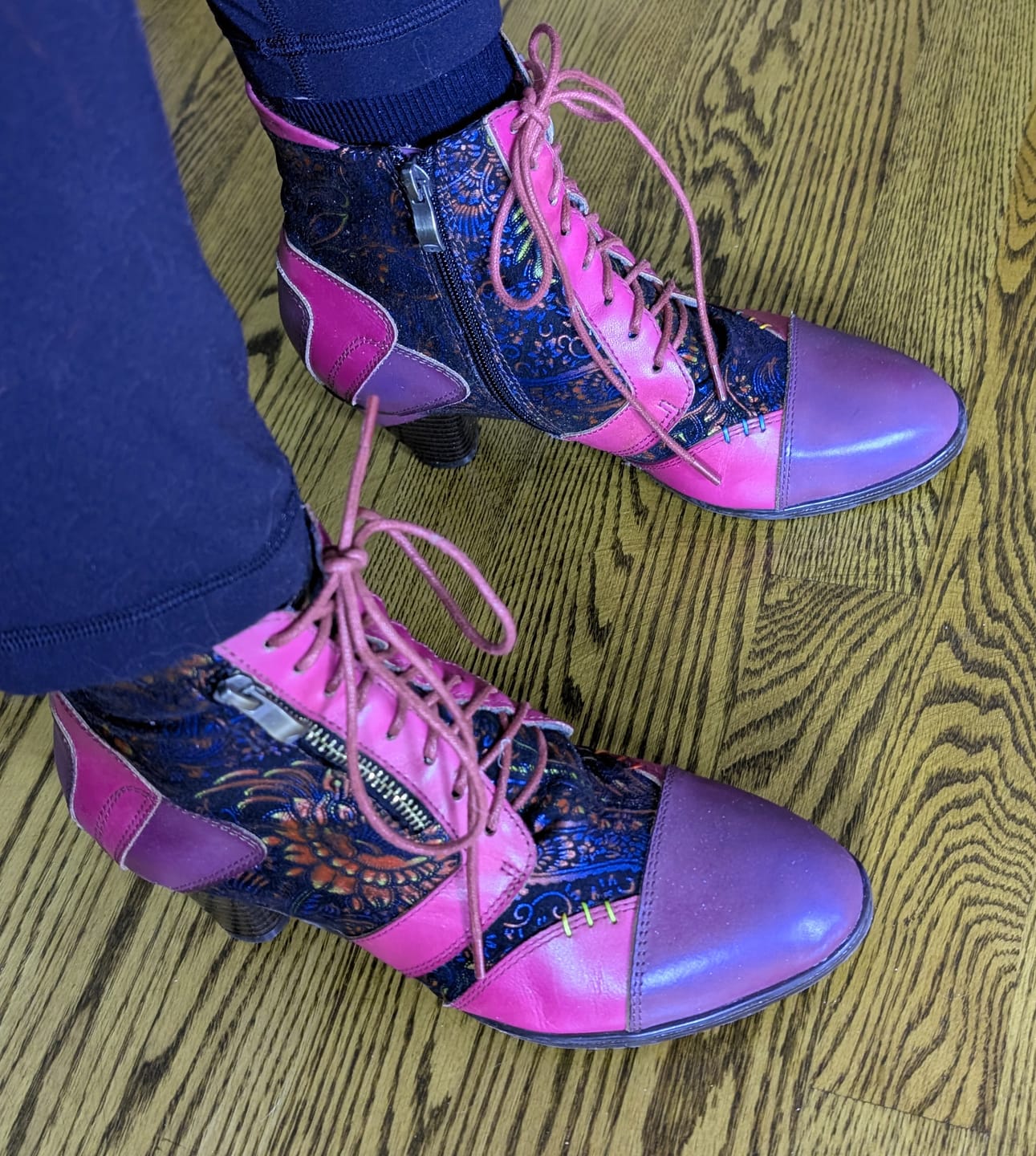 Customer photo review of Retro Handmade Leather Patchwork Ankle Boots