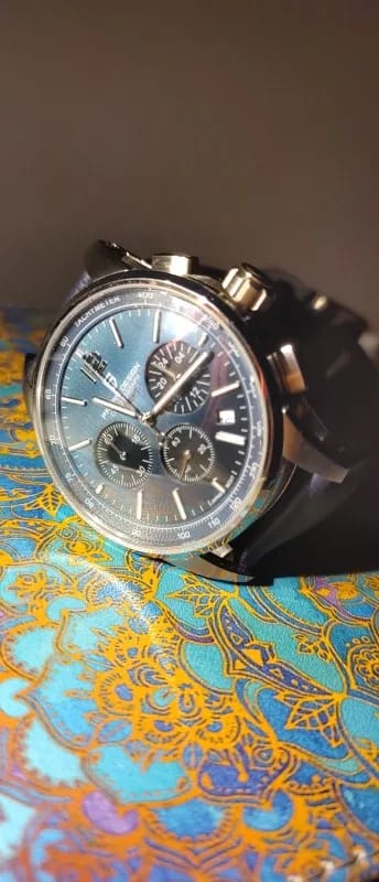 Customer photo review of Stainless Steel Watch VK63 100M Water Resistant Sapphire Glass — Black | KIMLUD