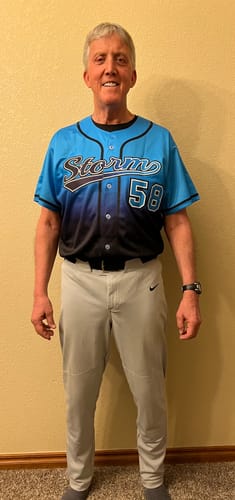 Customer photo review of Custom Powder Blue Navy-Black Gradient Fashion Authentic Baseball Jersey