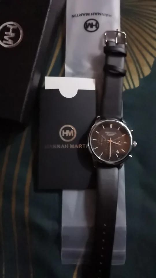Customer photo review of Leather Strap Multifunctional Watch Chronograph Calendar Water Resistant 3 Bar — Black | KIMLUD