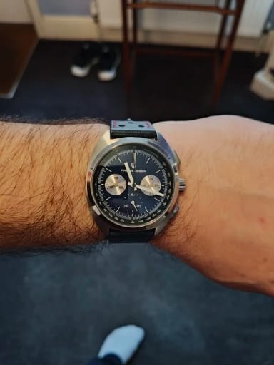 Customer photo review of Stainless Steel Wristwatch Turtle Back Chronograph With Luminous Hands And Sapphire Crystal — Silver | KIMLUD