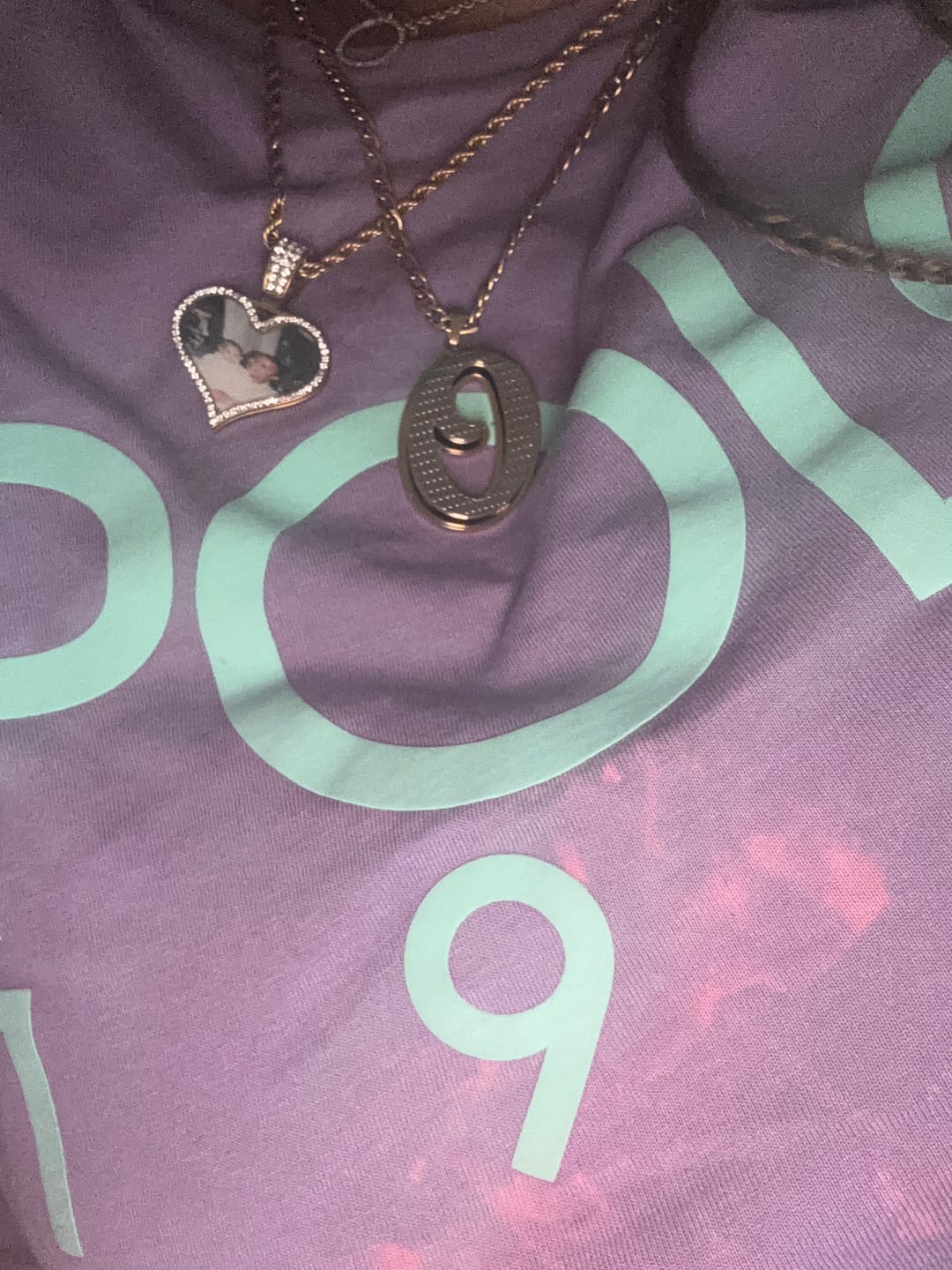 Customer photo review of Double Plated Initial Necklace w/ Figaro Chain