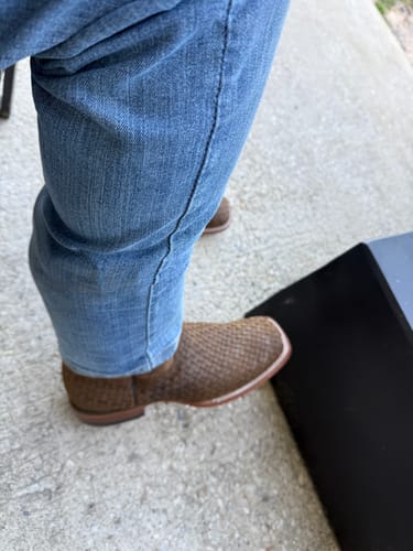 Customer photo review of BASKET WEAVE PETATILLO HAND WOVEN | MEN SQUARE TOE WESTERN COWBOY BOOTS