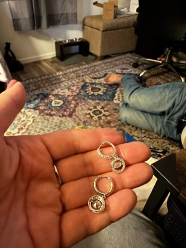 Customer photo review of Dancing Moissanite Diamond Dangle Earring