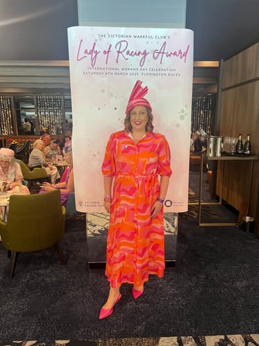 Customer photo review of Fallon Shirt Dress In Pink and Orange Multi Print