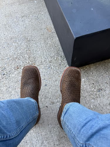 Customer photo review of BASKET WEAVE PETATILLO HAND WOVEN | MEN SQUARE TOE WESTERN COWBOY BOOTS