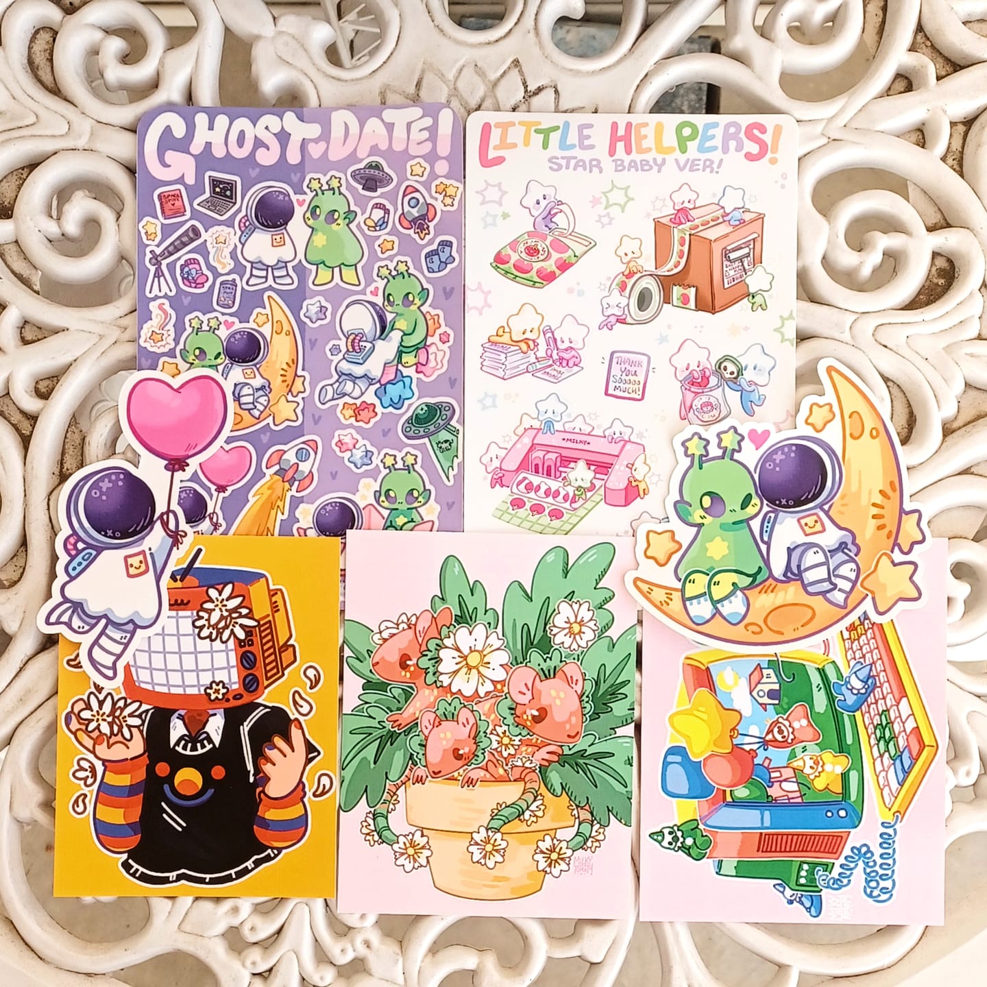 Customer photo review of Ghost Date Astronaut and Alien Sticker Sheet!