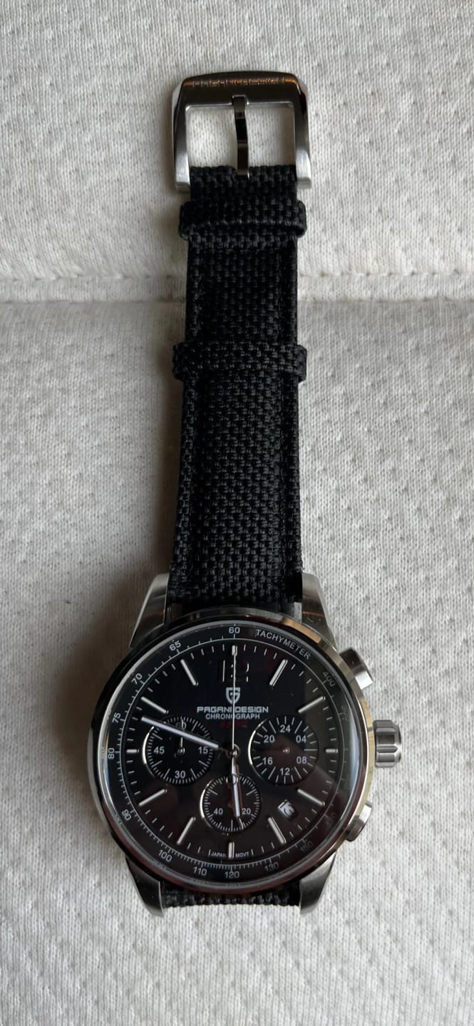 Customer photo review of Stainless Steel Watch VK63 100M Water Resistant Sapphire Glass — Black | KIMLUD