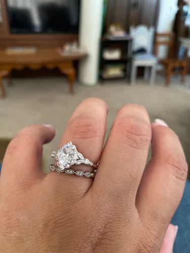 Customer photo review of Halo Art Deco Oval CZ Ring in Sterling Silver
