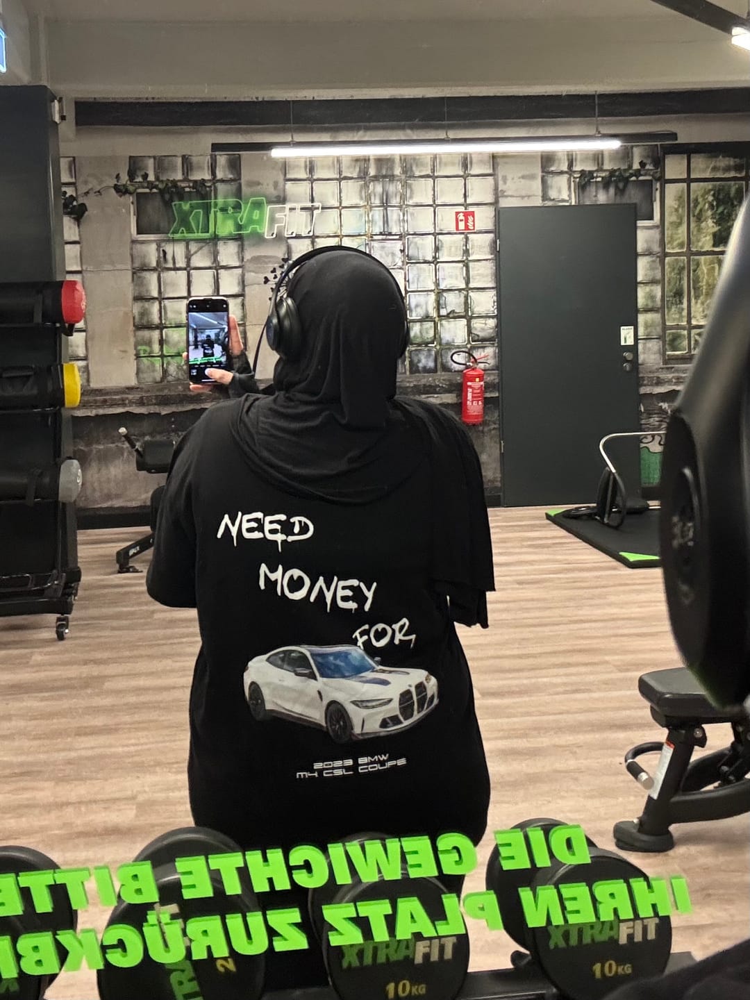 Customer photo review of Oversized Shirt - NEED MONEY FOR M4