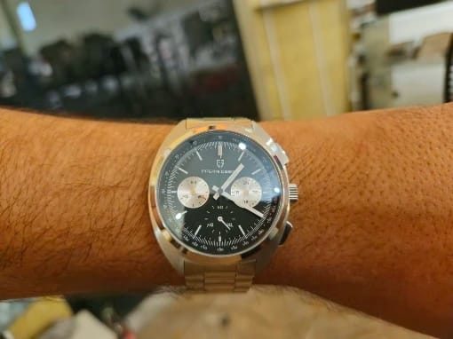 Customer photo review of Stainless Steel Wristwatch Turtle Back Chronograph With Luminous Hands And Sapphire Crystal — Silver | KIMLUD