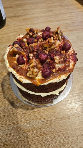 Customer photo review of Carrot Cake & Spiced Caramel Sauce Cake