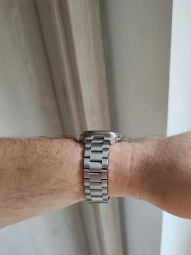 Customer photo review of Stainless Steel Wristwatch Turtle Back Chronograph With Luminous Hands And Sapphire Crystal — Silver | KIMLUD