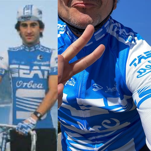 Customer photo review of SEAT Blue Retro Long Sleeve Cycling Kit