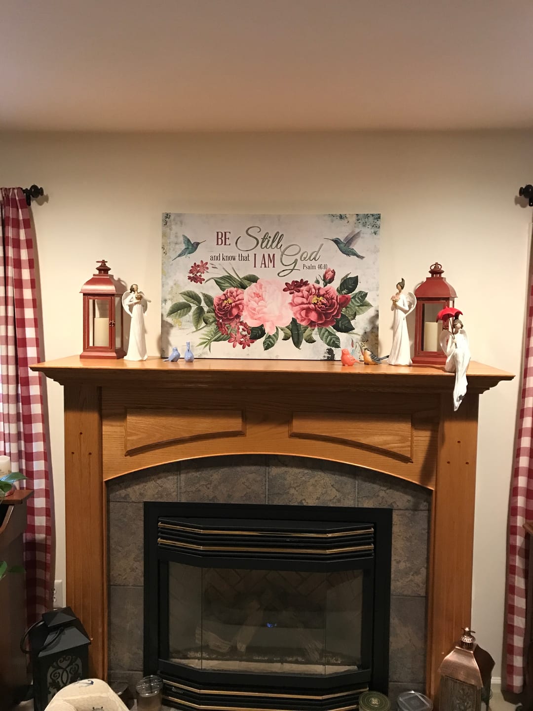 Customer photo review of Be Still and Know That I Am God, Vintage Flower Hummingbird, Wall art canvas