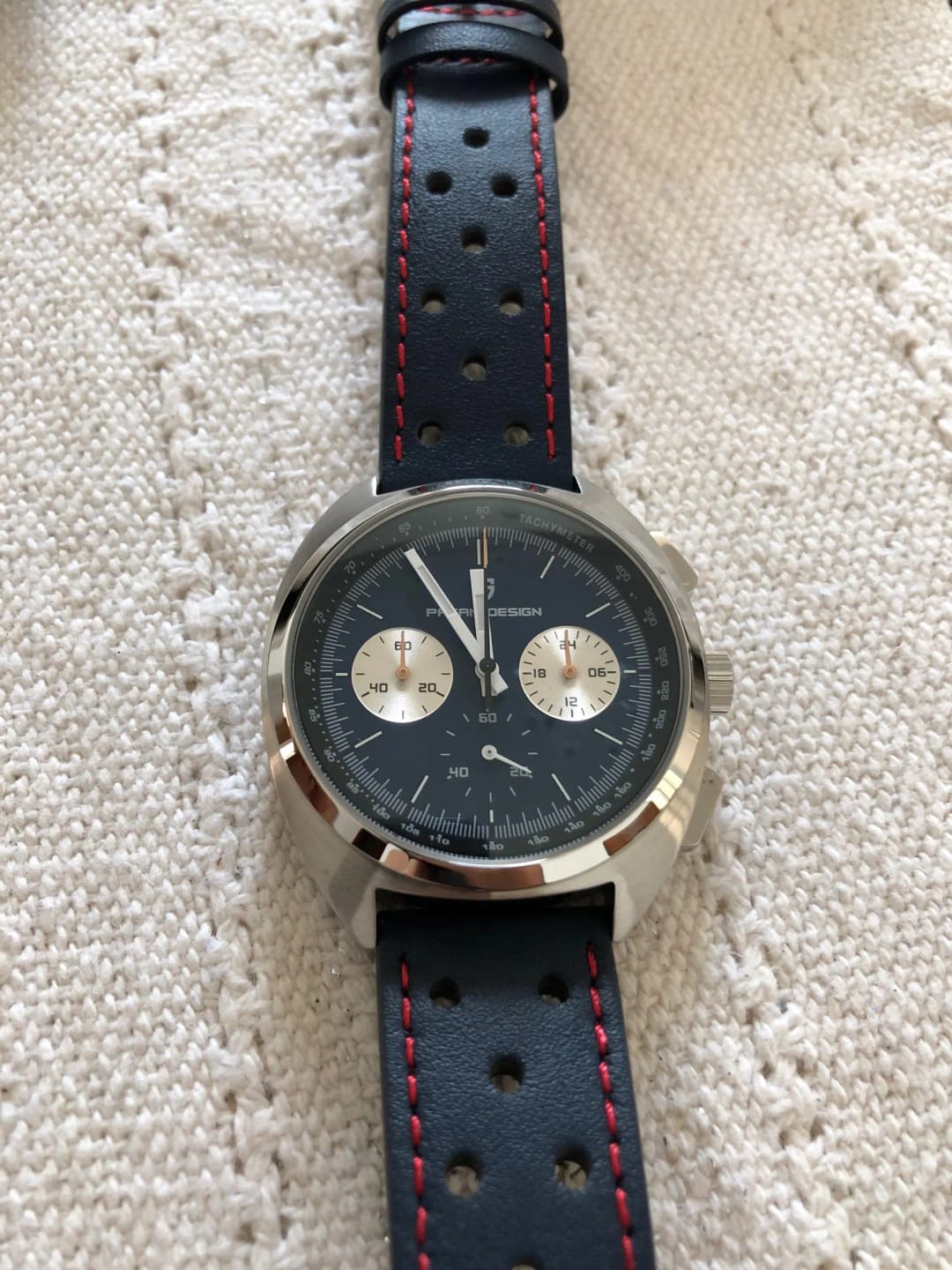 Customer photo review of Stainless Steel Wristwatch Turtle Back Chronograph With Luminous Hands And Sapphire Crystal — Silver | KIMLUD