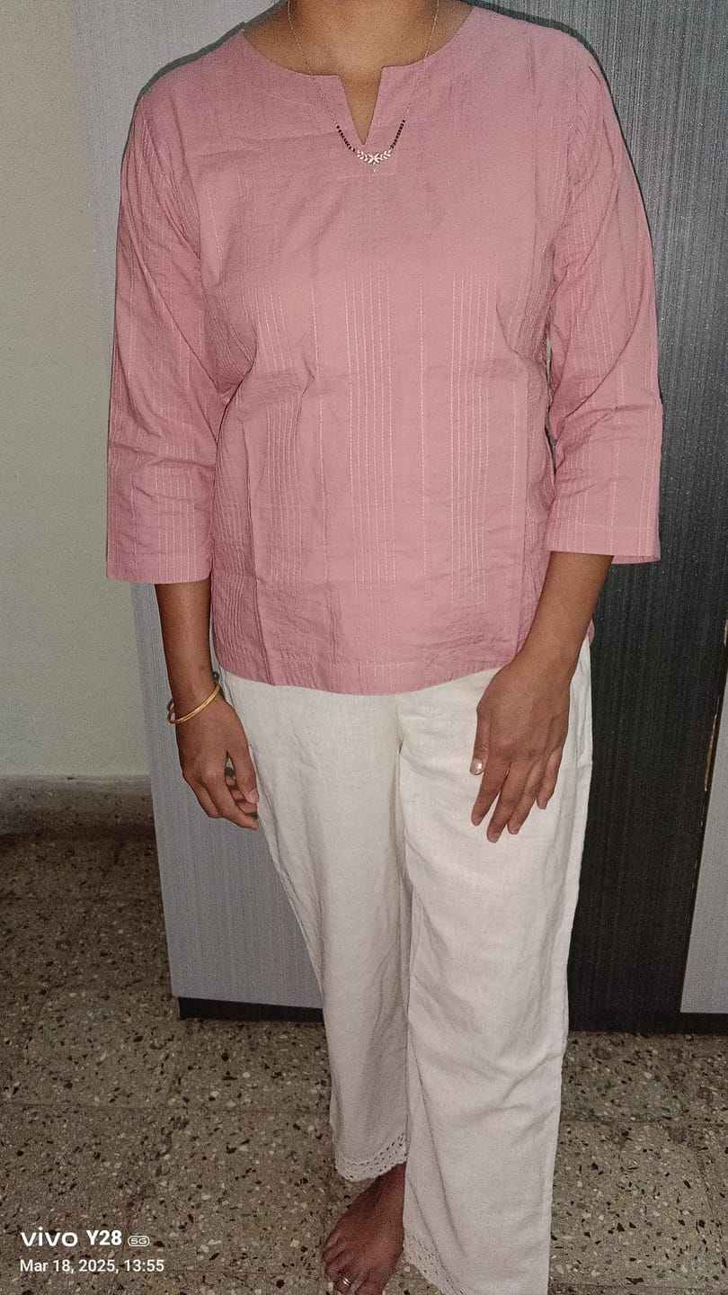 Customer photo review of Rose Taupe Everyday Cotton Top