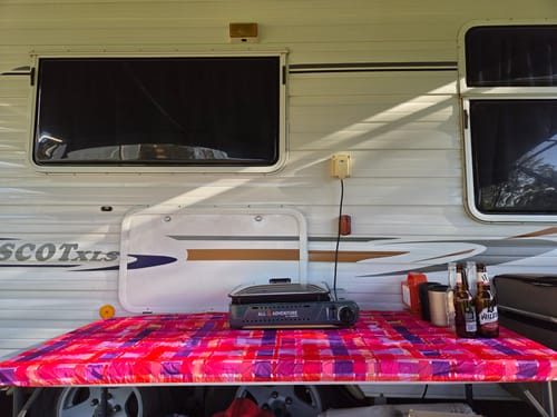 Customer photo review of Elastic Fitted Rectangle Table Cover - Coastal Anchor
