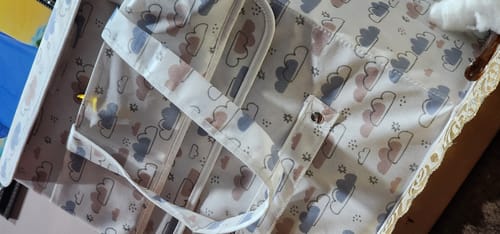 Customer photo review of Diaper caddy with Lid - Dreamy Clouds Cool Blue Hues