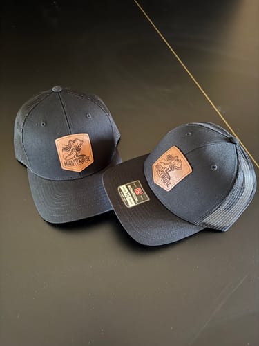 Customer photo review of Custom Leather Patch Trucker Hat - Richardson 112