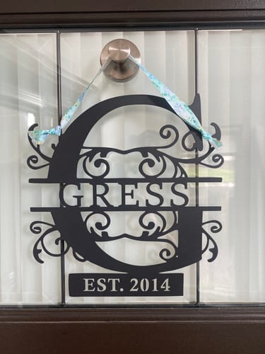 Customer photo review of Personalized Name Metal Monogram Sign Custom Last Name Sign Split Letter Name Sign Metal Family Name Sign Door Hanger Outdoor Metal Sign Decorations