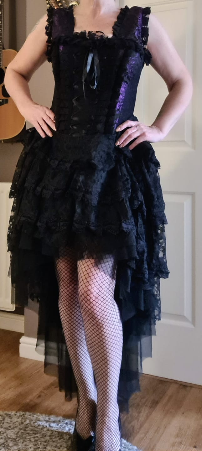 Customer photo review of Ophelie Gothic Corset Dress In Satin Flock